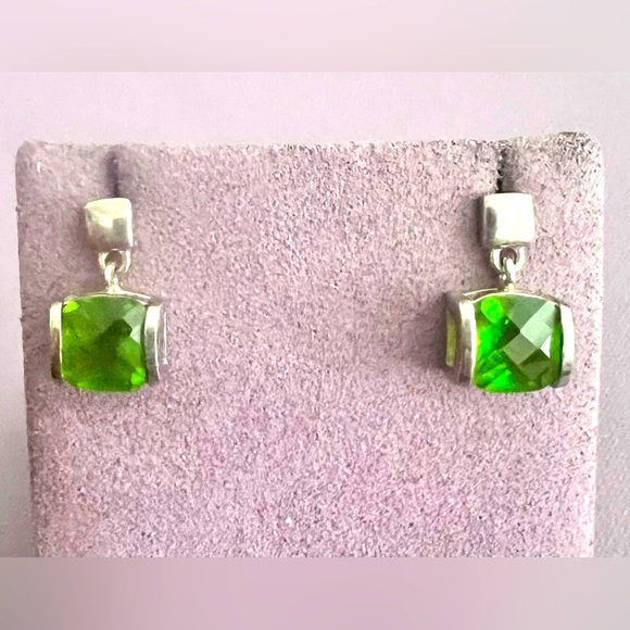 Vintage Sterling Silver Chrome Diopside Earrings - Picture 1 of 3